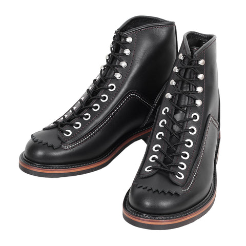 Black Leather Calf F01615 High Lace Up Carpenter Work Boots