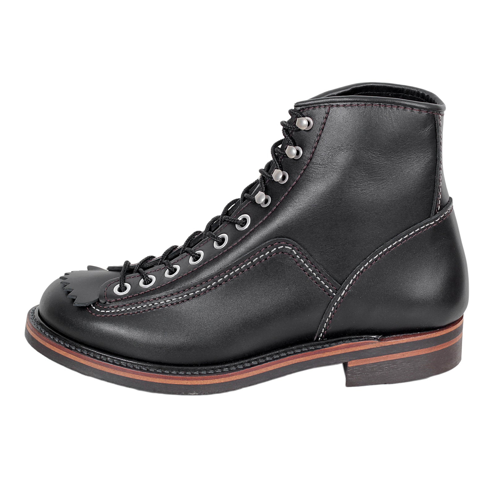 Black Leather Calf F01615 High Lace Up Carpenter Work Boots