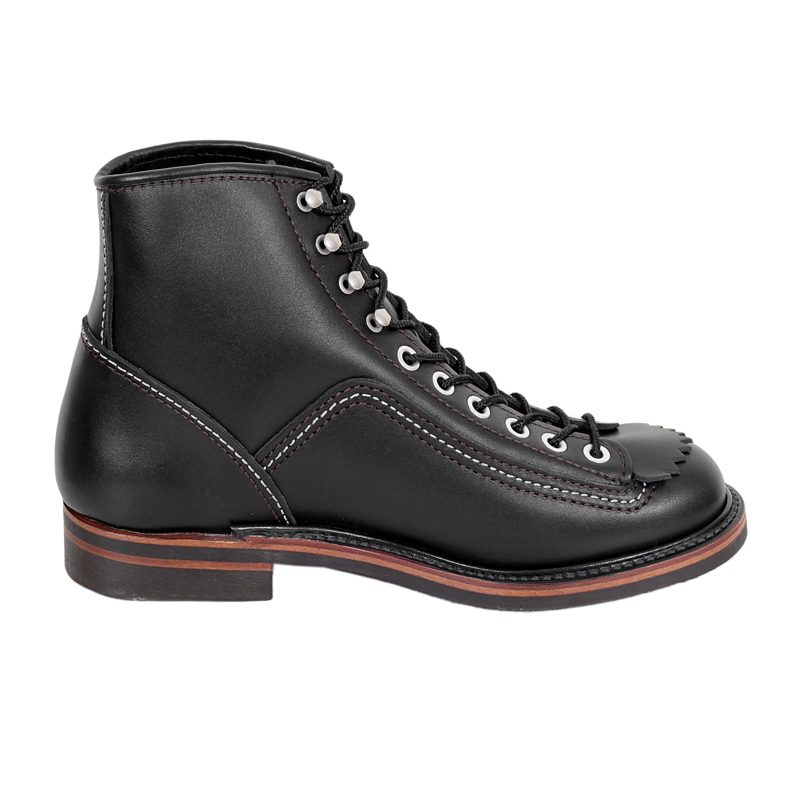 Black Leather Calf F01615 High Lace Up Carpenter Work Boots