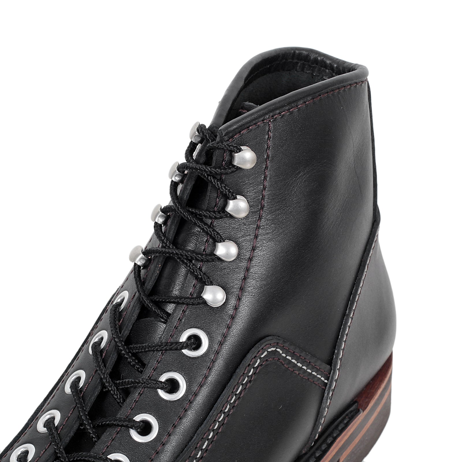 Black Leather Calf F01615 High Lace Up Carpenter Work Boots