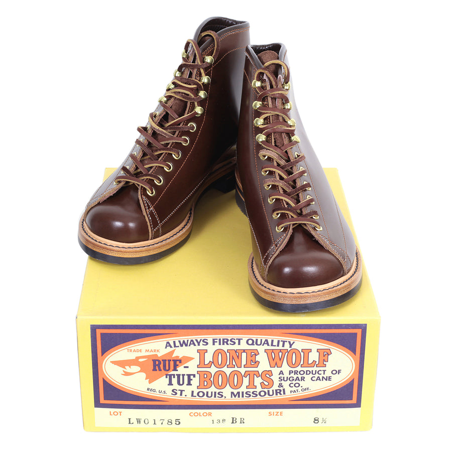 Lone Wolf Mens Brown Leather LW01785 Calf High Goodyear Welted Lace Up Wireman Work Boots CANE4451