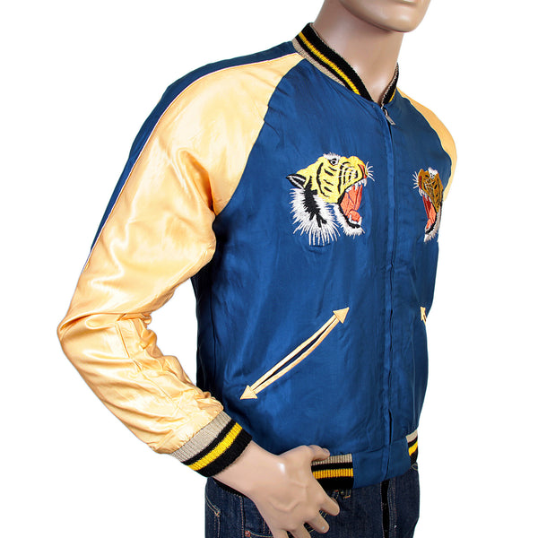 Tiger Embroidered TT13001 Royal Blue and Gold Suka Jacket TOYOSC3709A