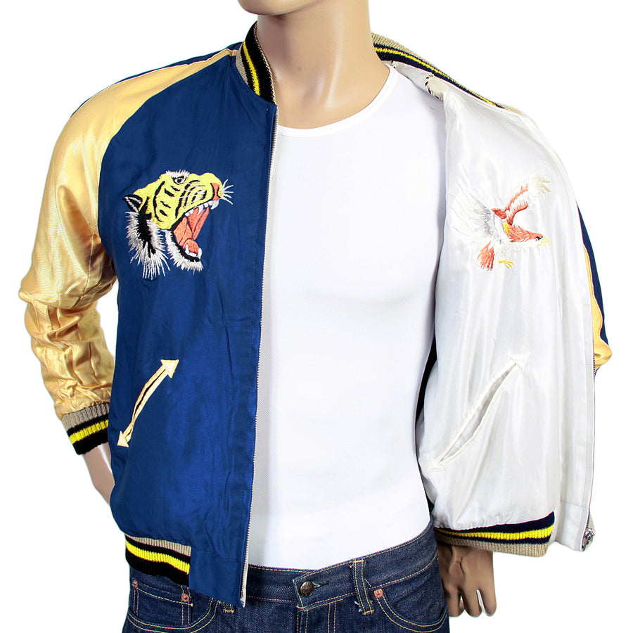 Tiger Embroidered TT13001 Royal Blue and Gold Suka Jacket TOYOSC3709A