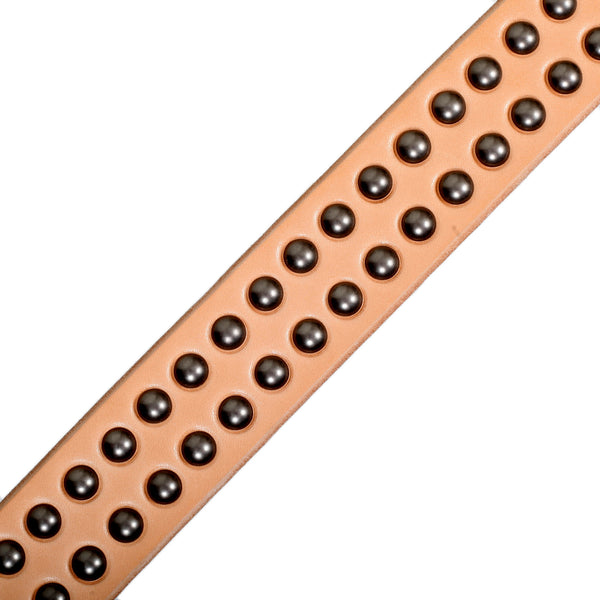 Beige Cowhide SC02322 Leather Garrison Belt with Studs CANE5728