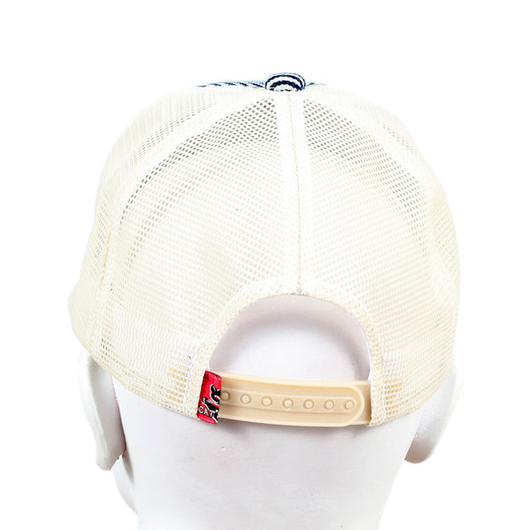 Off White Mesh Back Hickory Narrow Striped Truckers Cap for Men by Cats Paw CANE5735