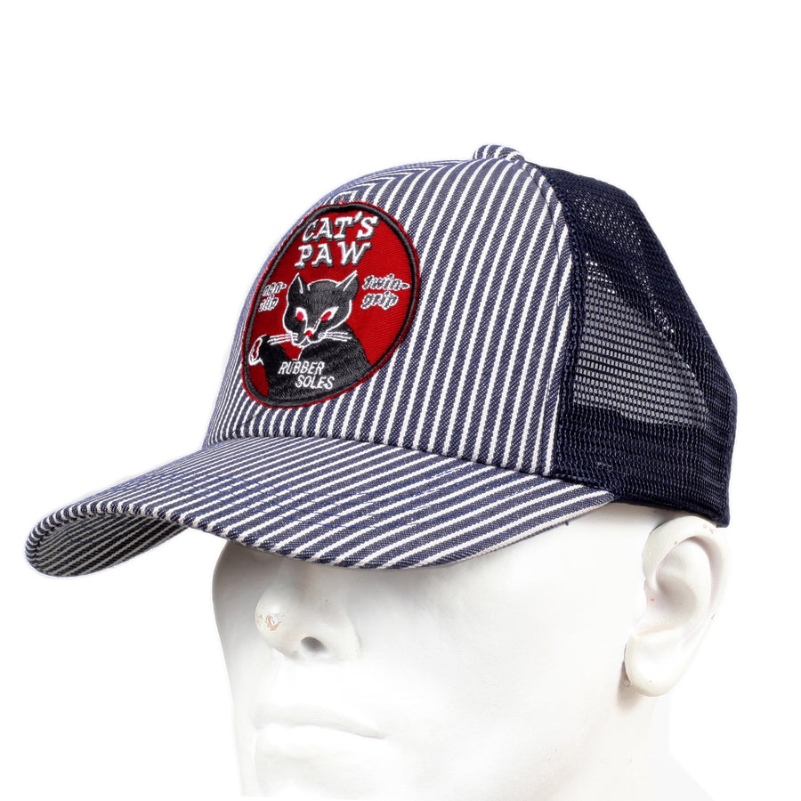Navy Mesh Back Hickory Wide Striped Truckers Cap for Men by Cats Paw CANE5732