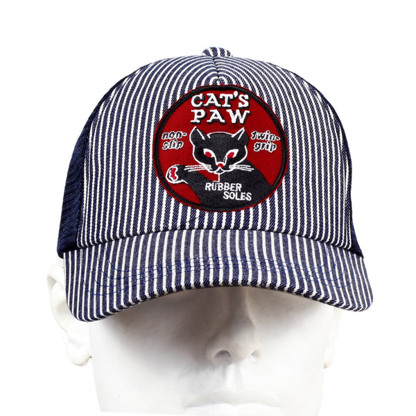 Navy Mesh Back Hickory Wide Striped Truckers Cap for Men by Cats Paw CANE5732