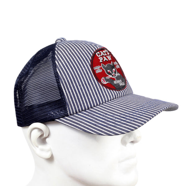 Navy Mesh Back Hickory Wide Striped Truckers Cap for Men by Cats Paw CANE5732