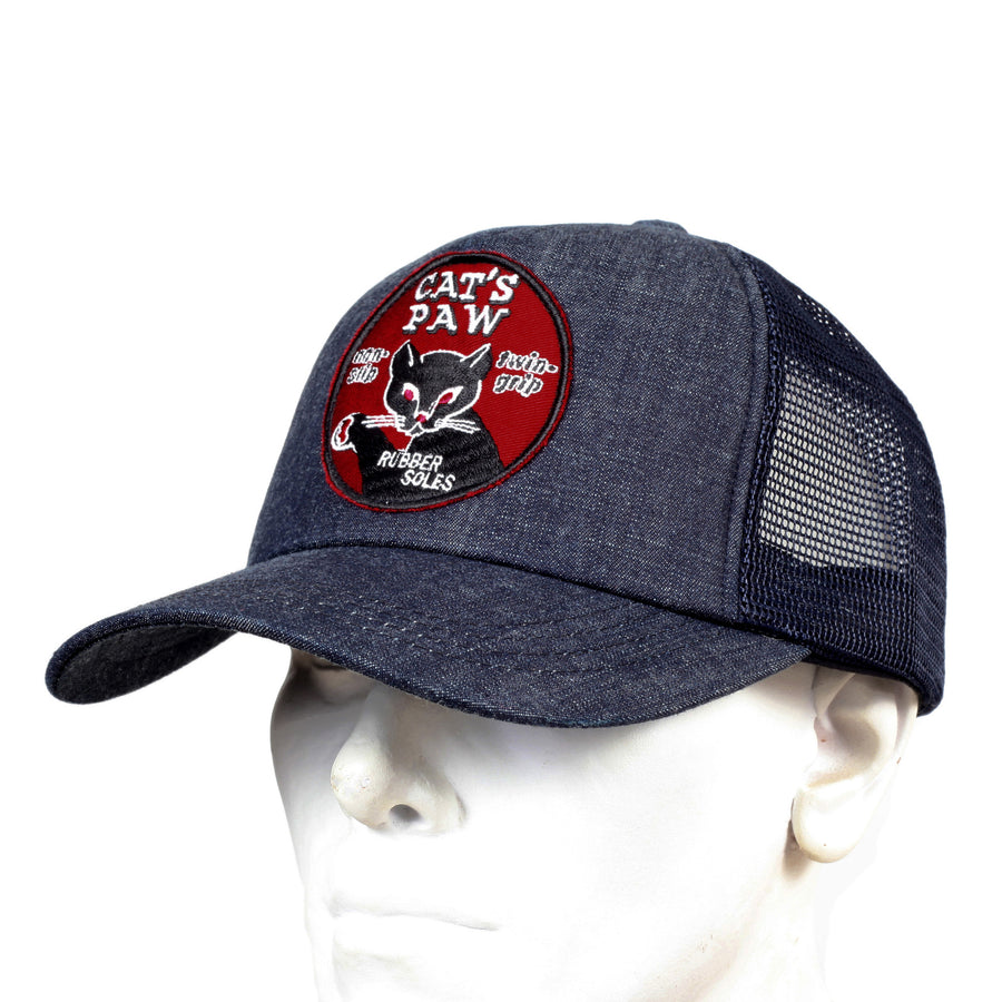 Navy Mesh Back Denim Truckers Cap for Men by Cats Paw CANE5729