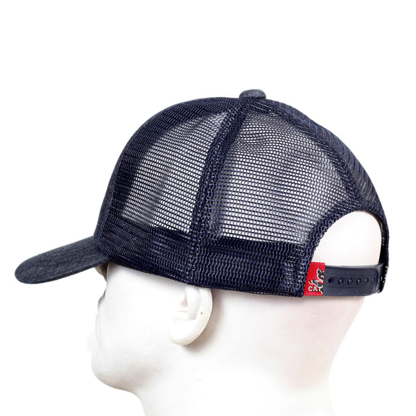Navy Mesh Back Denim Truckers Cap for Men by Cats Paw CANE5729