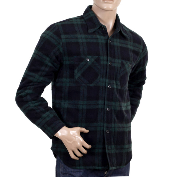 Green Quilted Lining SC13178 Wool Mix Checked CPO Overshirt CANE4464