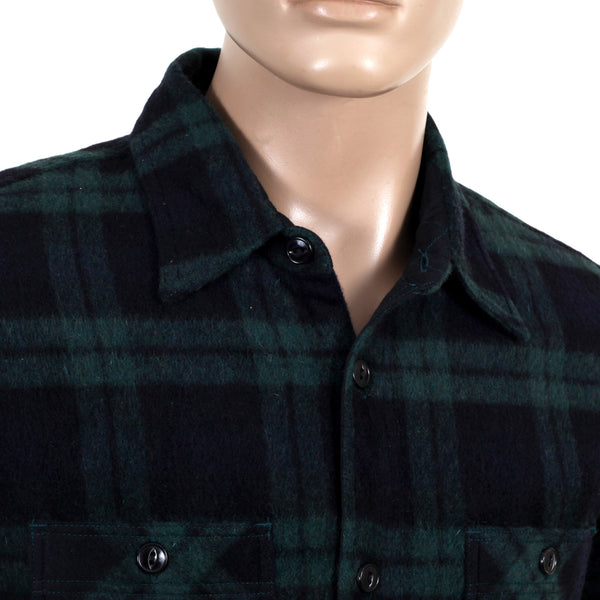Green Quilted Lining SC13178 Wool Mix Checked CPO Overshirt CANE4464