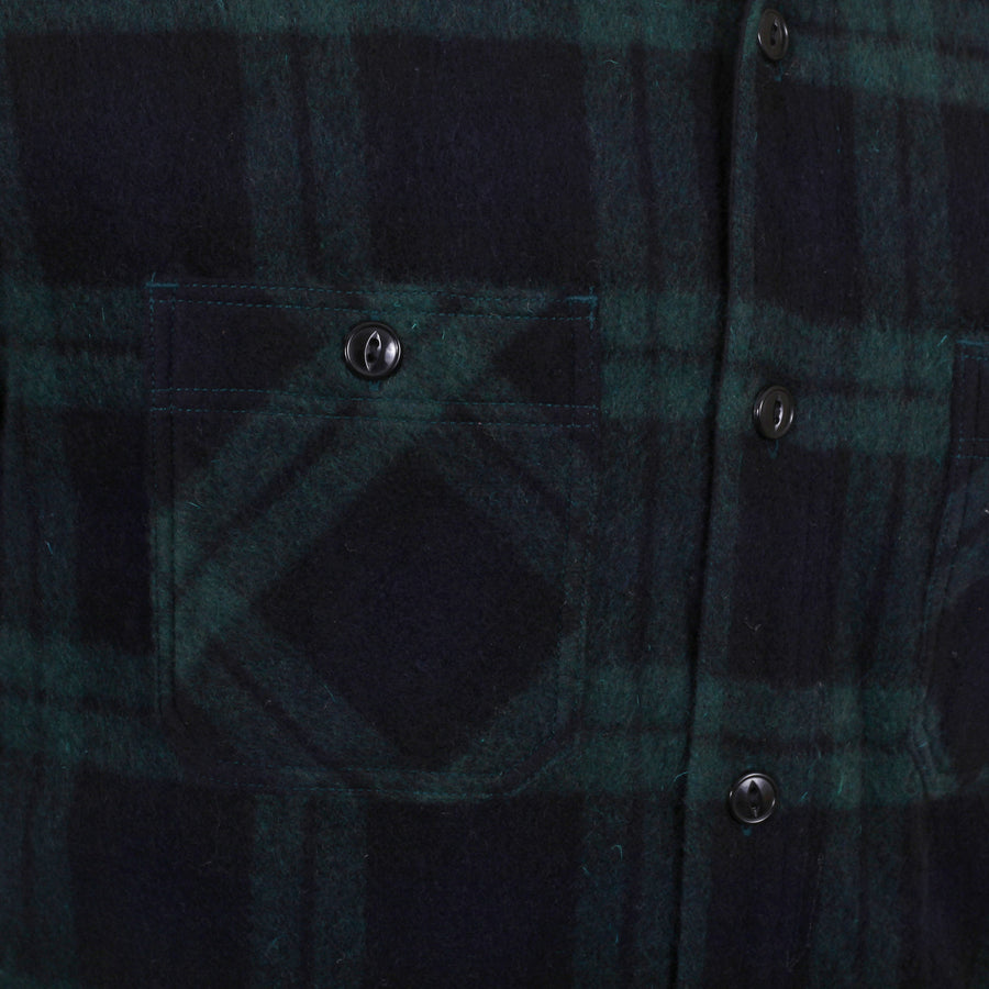 Green Quilted Lining SC13178 Wool Mix Checked CPO Overshirt CANE4464