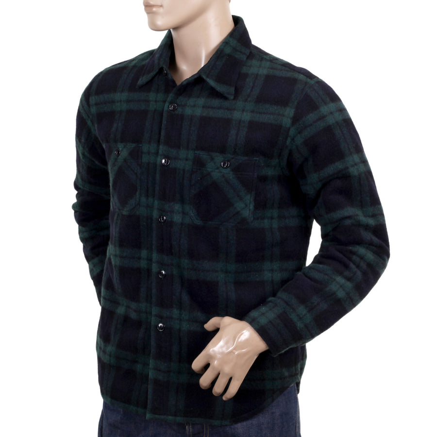 Green Quilted Lining SC13178 Wool Mix Checked CPO Overshirt CANE4464