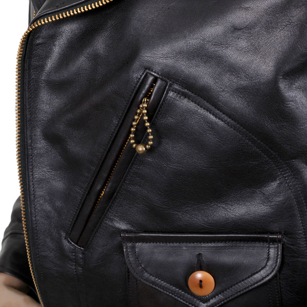 Aviator Heavy Weight SC80435 Horsehide Black Leather Jacket CANE5802