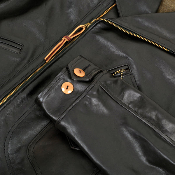 Aviator Heavy Weight SC80435 Horsehide Black Leather Jacket CANE5802