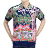 Sun Surf DK36202 Duke Kahanamoku Coconut Palms &amp; Duamond Head Rayon Hawiian Shirt in Navy SURF0028