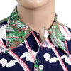 Sun Surf DK36202 Duke Kahanamoku Coconut Palms &amp; Duamond Head Rayon Hawiian Shirt in Navy SURF0028