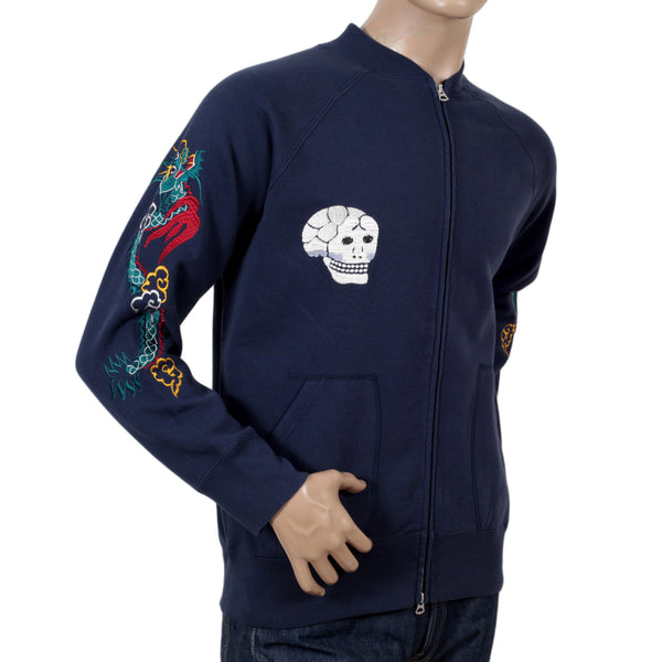 Navy Blue Skull Snake Embroidered TT67433 Suka Sweat Jacket CANE7467