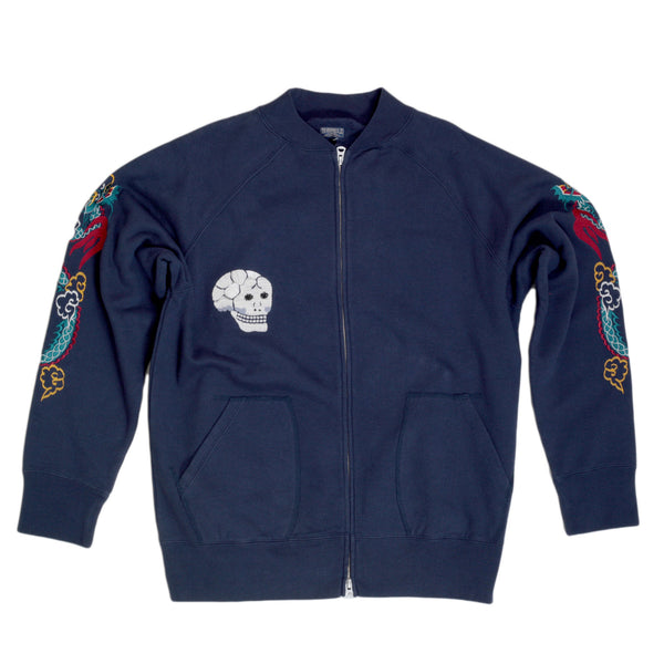 Navy Blue Skull Snake Embroidered TT67433 Suka Sweat Jacket CANE7467