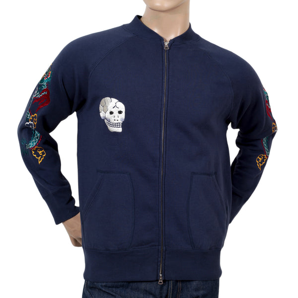 Navy Blue Skull Snake Embroidered TT67433 Suka Sweat Jacket CANE7467