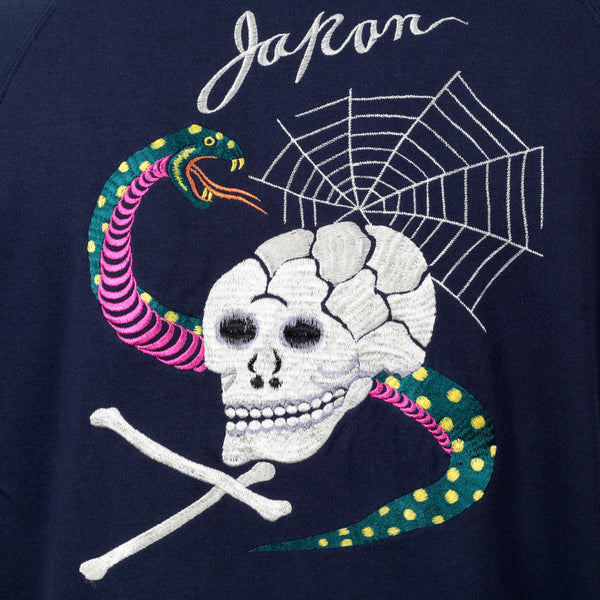 Navy Blue Skull Snake Embroidered TT67433 Suka Sweat Jacket CANE7467