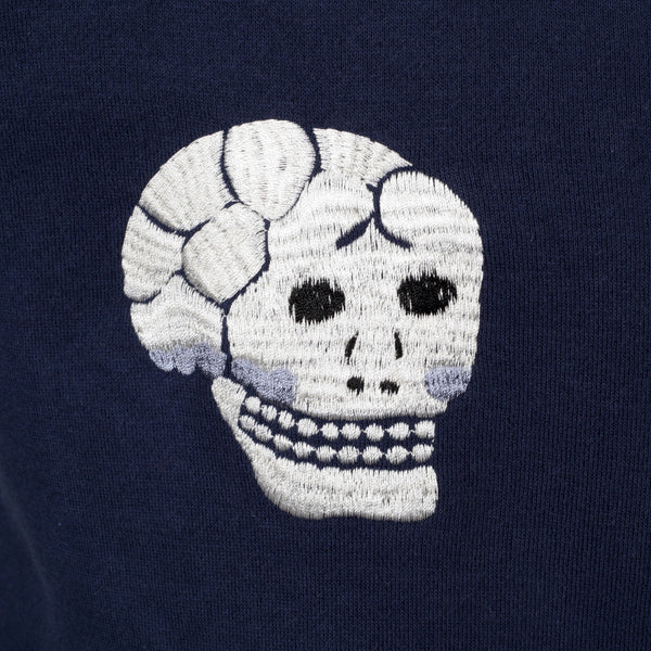 Navy Blue Skull Snake Embroidered TT67433 Suka Sweat Jacket CANE7467