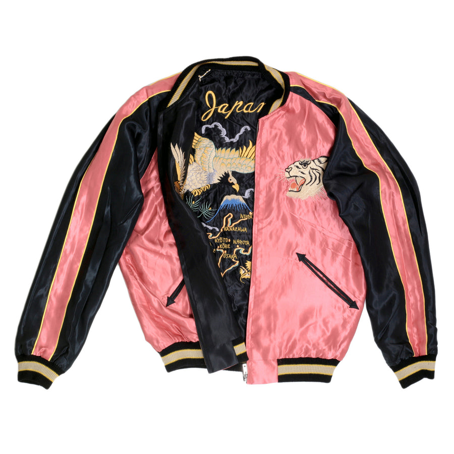 Pink and Black TT13756 Suka Jacket with Tiger Embroidery TOYOSC7526A