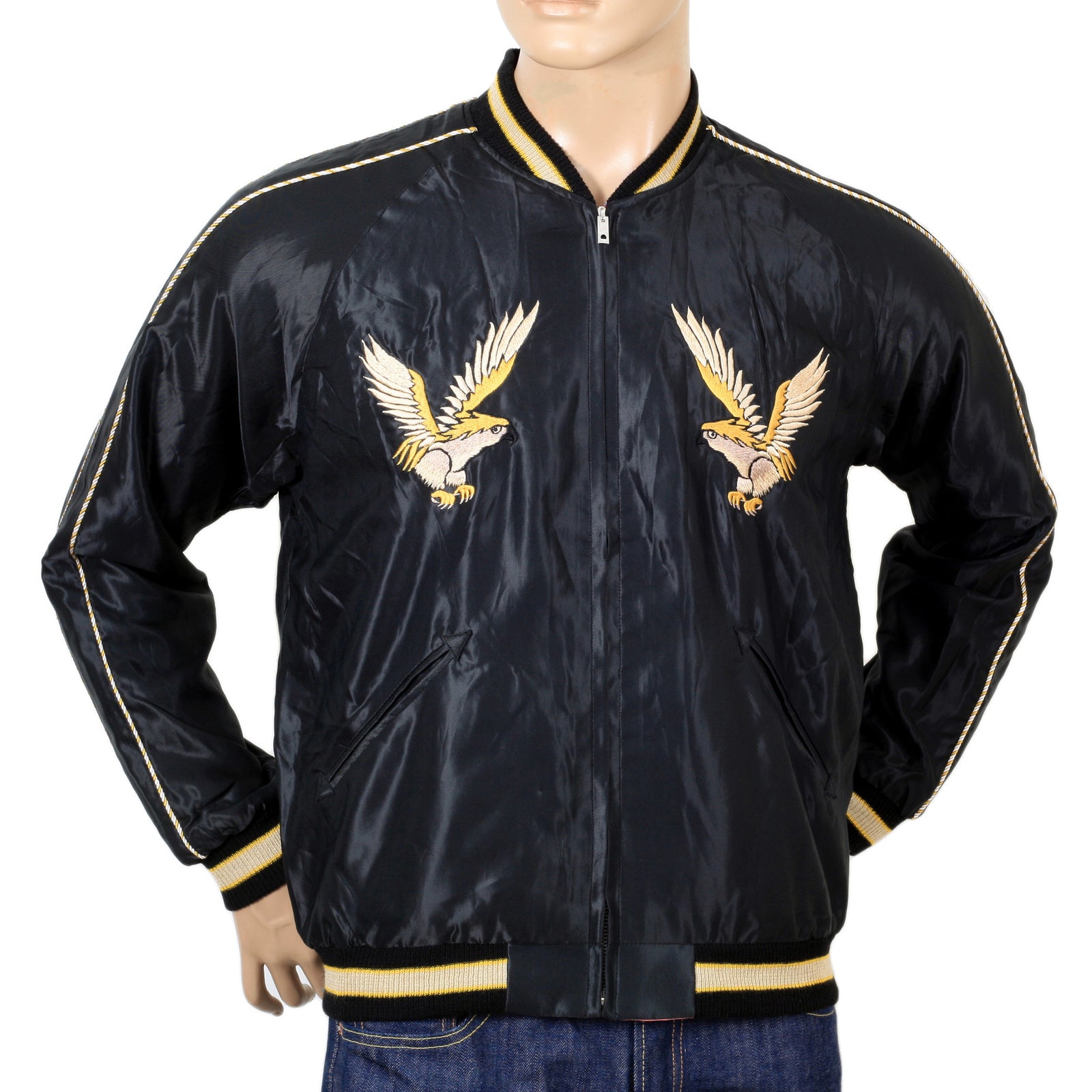 American Eagle Embroidered TT13756 Black Souvenir Jacket TOYO7526 –  SugarCane Jeans