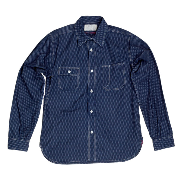 Navy Soft Collar 4.5oz Cotton Polka Dot SC27077 Work Shirt CANE7472