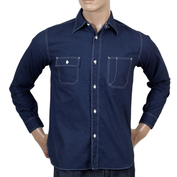 Navy Soft Collar 4.5oz Cotton Polka Dot SC27077 Work Shirt CANE7472