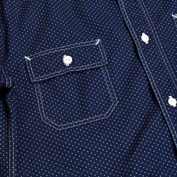 Navy Soft Collar 4.5oz Cotton Polka Dot SC27077 Work Shirt CANE7472