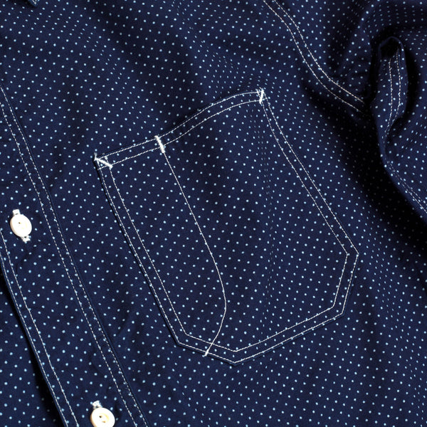 Navy Soft Collar 4.5oz Cotton Polka Dot SC27077 Work Shirt CANE7472