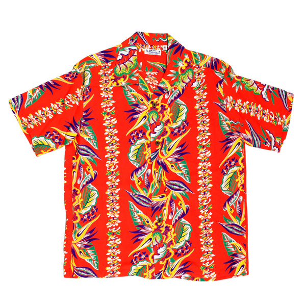 Mens Blessing of Nature Printed SS37468 Hawaiian Shirt in Red SURF7536