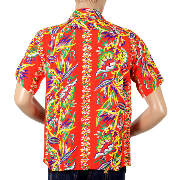 Mens Blessing of Nature Printed SS37468 Hawaiian Shirt in Red SURF7536