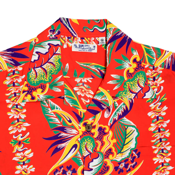 Mens Blessing of Nature Printed SS37468 Hawaiian Shirt in Red SURF7536