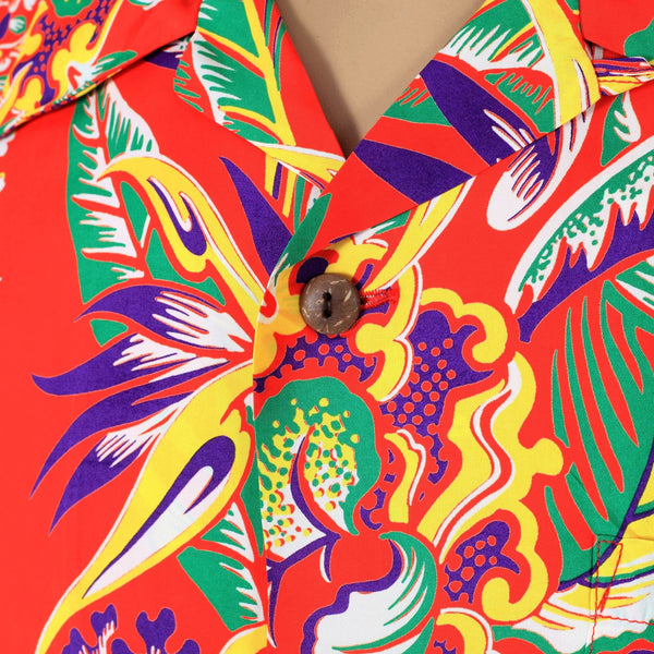 Mens Blessing of Nature Printed SS37468 Hawaiian Shirt in Red SURF7536