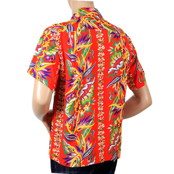 Mens Blessing of Nature Printed SS37468 Hawaiian Shirt in Red SURF7536