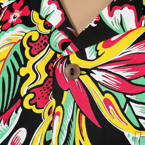 Sun Surf Black Short Sleeve Regular Fit Hawaiian Shirt with Blessing of Nature Print and Cuban Collars SURF7535