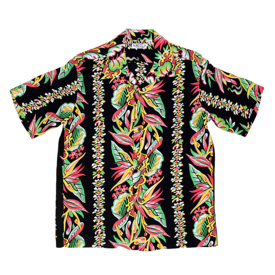 Sun Surf Black Short Sleeve Regular Fit Hawaiian Shirt with Blessing of Nature Print and Cuban Collars SURF7535