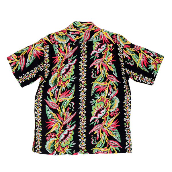 Sun Surf Black Short Sleeve Regular Fit Hawaiian Shirt with Blessing of Nature Print and Cuban Collars SURF7535