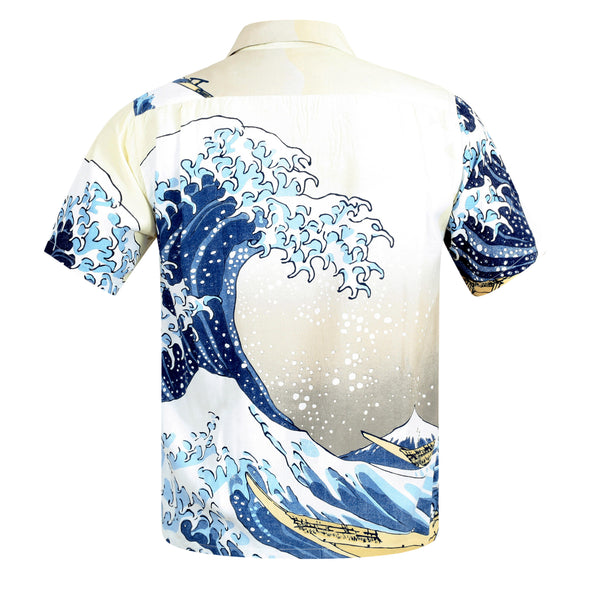 Great Wave of Kanaqawa Print SS37651 Off White Hawaiian Shirt SURF7539