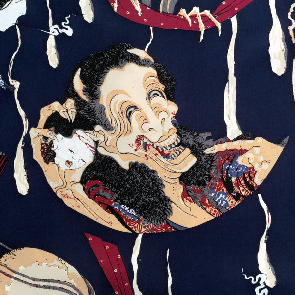 One Hundred Ghost Tales Printed SS37653 Navy Hawaiian Shirt SURF7543