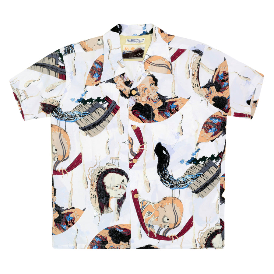 Mens One Hundred Ghost Tales Printed SS37653 Off White Shirt SURF7542