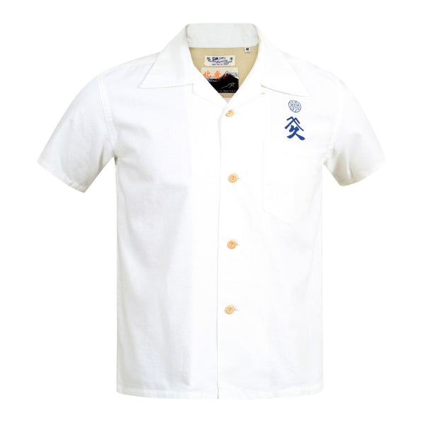 Mens Musha-E Drawing Printed SS37652 Off White Hawaiian Shirt SURF7540