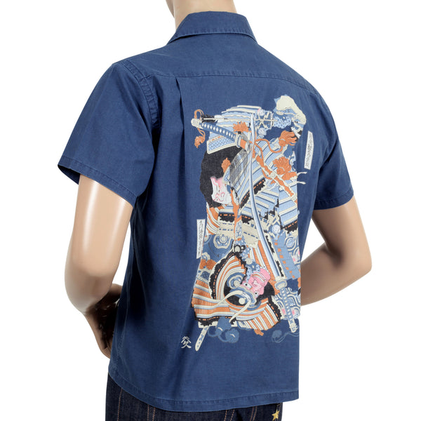 Mens Musha-E Drawing Printed SS37652 Navy Hawaiian Shirt SURF7541