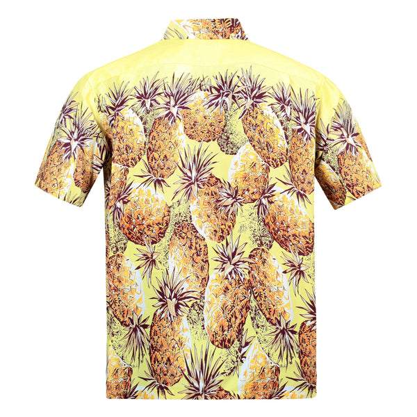 Mens Pineapple Printed SS36441 Rayon Yellow Hawaiian Shirt SURF7569