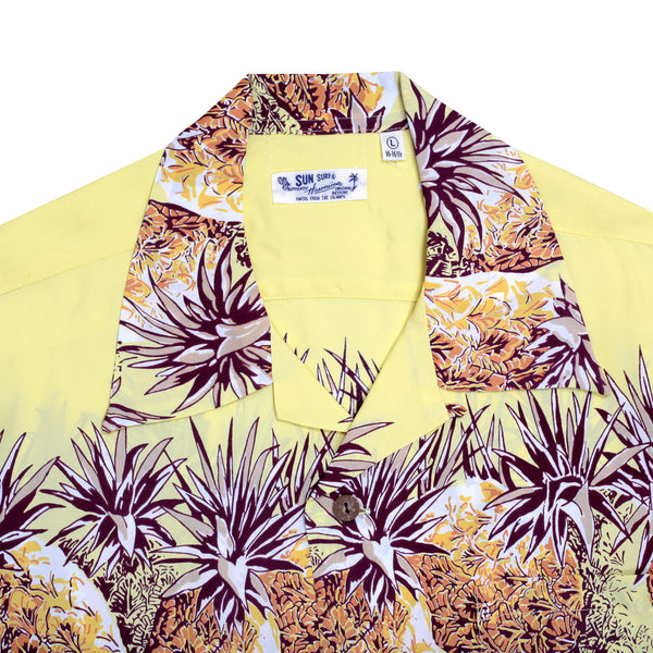 Mens Pineapple Printed SS36441 Rayon Yellow Hawaiian Shirt SURF7569