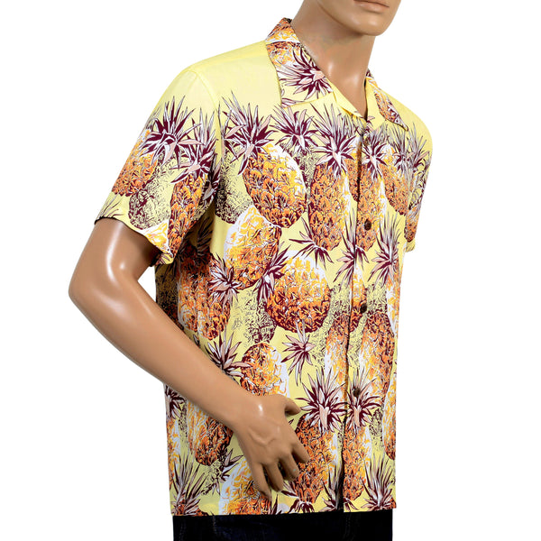 Mens Pineapple Printed SS36441 Rayon Yellow Hawaiian Shirt SURF7569