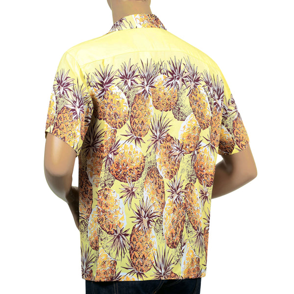 Mens Pineapple Printed SS36441 Rayon Yellow Hawaiian Shirt SURF7569